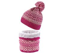 Sciarpa da donna a maglia grossa in misto cotone con pompon Slouch maglia da donna per l'inverno in pile sciarpa tubolare per uomo maschera da ghette in morbido pile scaldacollo antivento, rosa