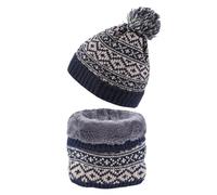 Sciarpa da donna a maglia grossa in misto cotone con pompon Slouch maglia da donna per l'inverno in pile sciarpa tubolare per uomo maschera da ghette in morbido pile scaldacollo antivento, Blu marino