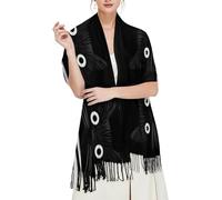 Sciarpa da donna autunno inverno con zucche nere nappe morbida coperta calda sciarpe scialle da donna, Gatti carini-3, 200x70cm
