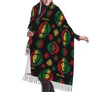 Sciarpa da Donna Calda Scialle Sciarpe African Flag King Of The Lion Judah Jamaica Reggae Stampata Sciarpe Inverno 68x196cm