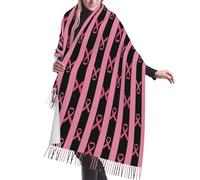 Sciarpa da Donna Classica Scialle Scarf Wrap Breast Cancer Awareness Stripes Ribbon Calda Sciarpa a Scialle 68x196cm