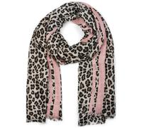 Sciarpa da donna con motivo leopardo, righe colorate e frange, sciarpa invernale