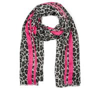 Sciarpa da donna con motivo leopardo, righe colorate e frange, sciarpa invernale
