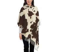 Sciarpa da donna con stampa in pelliccia di mucca,Scialle con frange moda autunno inverno,Sciarpe morbide e calde, scialle avvolgente a prova di sole