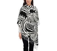 Sciarpa da donna con stampa zebrata astratta animale, scialle con frange moda autunno inverno, sciarpe morbide e calde, scialle avvolgente a prova di sole