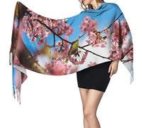 Sciarpa da donna in cashmere con fiori di ciliegio rosa, parco di Tokyo, Giappone, scialle, elegante, calda e morbida coperta grande