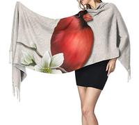 Sciarpa da donna in cashmere con rosso e corniolo, scialle, elegante, calda e morbida coperta grande