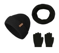Sciarpa da donna in cashmere doppio lato in cotone con pompon Slouch maglia da donna per l'inverno set per uomo e donna, calda sciarpa con sciarpa invernale unisex, Nero , Taglia unica