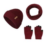Sciarpa da donna in cashmere doppio lato in cotone con pompon Slouch maglia da donna per l'inverno set per uomo e donna, calda sciarpa con sciarpa invernale unisex, Vino, Taglia unica