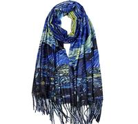 Sciarpa da donna in cashmere morbida grande scialle avvolgente coperta a doppia faccia stampa artistica calda stole pashmina Klimt Van Gogh regali, Arte 02, Large