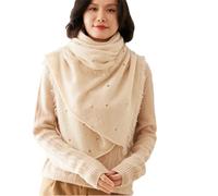 Sciarpa da donna in misto cashmere, tinta unita, quattro stagioni, scialle morbido, casual, per tutti i giorni, Beige, Etichettalia unica