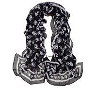 Sciarpa da donna leggera con stampa di teschi, scialle avvolgente sciarpa lunga, Nero , AS