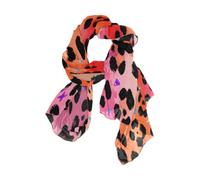 Sciarpa da donna leggera viola marrone arancione leopardato pashmina scialle, Arancione Nero Rosso Leopardo, 90x180（CM）