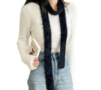 Sciarpa da donna, lunga, stretta, sottile, lavorata a maglia, a righe, morbida, lunga pelliccia, cravatta, per capelli, sciarpa invernale, Y2k, per ragazze, casual, viaggi, fotografare (185 cm)