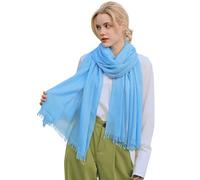 Sciarpa da donna morbida e grande, leggera fascia per il collo per ragazze, sciarpe classiche semplici per tutte le stagioni, Azzurro