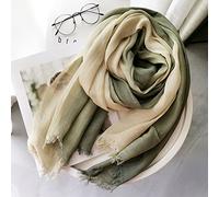 Sciarpa Da Donna Primaverile in Cotone e Lino - Scialle Di Seta Verde Giallo Chiaro - Abbinata a Colori Sfumati, Morbida, Calda, Elegante - Regalo Per La Mamma