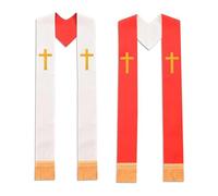 Sciarpa da prete Stola Costume clero Soutane chiesa reversibile con ricamo doppio lato Per Cerimonie Ecclesiastiche(C 3)
