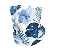 Sciarpa da sci con stampa tropicale con fiori blu, sciarpa per uomo e donna, scaldacollo per sci e corsa