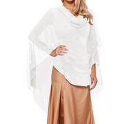 Sciarpa da sera da donna, con strass scintillanti, trasparente, in chiffon, per costume formale, lucida, lunga anni '20, accessorio per festival, O bianco., Taglia unica