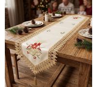 Sciarpa da tavolo classica modello campana bordo pizzo tessuto morbido decorazio