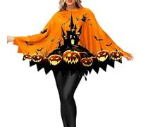 Sciarpa da uomo a righe Halloween zucca costume scheletro poncho mantello extra sciarpa, Colore: arancione., Taglia unica