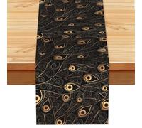 Sciarpa decorativa stampata con piume di pavone dorate, decorazione per Halloween, striscione per la casa e le vacanze di Natale