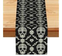 Sciarpa decorativa stampata con teschio con fiori, decorazione di Halloween, striscione per la casa e le vacanze di Natale