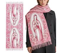 Sciarpa della Vergine Maria - Decorazioni cattoliche morbide e calde con motivi floreali | Scialli da coperta da donna | Preghiera Viaggio Hotel Giardino Interni Esterni del Ringraziamento Vacanze