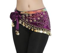 Sciarpa dell'anca di danza del ventre con ricamo di perline 6 donne di colore monete di danza del ventre orientale cintura lezione di usura pratica decorazione del costume ( Color : Viola , Size : M )