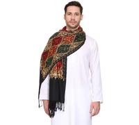 Sciarpa di lana Paisley Design ricamata da uomo Matka Cashmilon scialle stola...