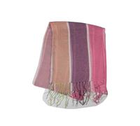 Sciarpa di lino a righe multiriga fascia larga e stretta beige rosa verde