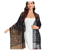 Sciarpa di pizzo ricamato Scialle floreale scialle di velo triangolare for le donne Sciarpa del partito Poncho da sposa Stole Copricapo da donna Per Matrimoni Cerimonia Sposa Festa(2205QL132-01)
