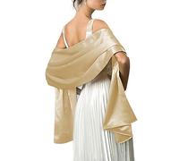 Mescara Sciarpa di raso con stola da donna, foulard avvolgente, Pashmina 240 cm x 75 cm per feste serali, cerimonie, matrimonio, cachi.