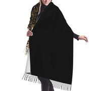 Sciarpa di seta autunno e inverno con frange in cashmere e glitter oro nero di lusso ed eleganza - Accessorio di moda