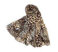 Sciarpa di seta con motivo leopardato donna, accessori invernali alla moda per donna, regalo marrone