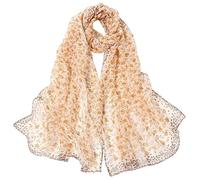 Sciarpa di Seta da Donna - Foulard Leggero Lungo Fiore Stampato Moda Stile Semi-Trasparente con Fantasie Orientale Scialle di Protezione Solare Scarf per Autunno e Inverno