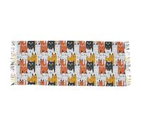 Sciarpa Donna Cartoon Cute Cats Yellow White Sciarpe