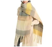Sciarpa Donna Cashmere-Sciarpa Donna-Nuova Sciarpa con Frange da Donna Autunno E Inverno Spessa Come Un Plaid Caldo Scialle Coppia Sciarpa (Beige, One Size)