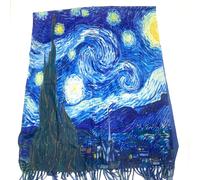 Sciarpa donna foulard scialle grande vintage lana fantasia stola stampe Van Gogh