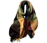 Sciarpa Donna Leggera, Coperta Scozzese Lunga da Donna Chunky Winter And Fall Warm Sciarpa Sciarpe avvolgenti Grandi Sciarpe (Green, One Size)