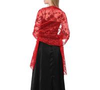 Sciarpa donna lunga ed elegante paillettes trasparente tulle pizzo ricamato scia