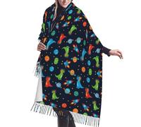 Sciarpa Donna Moda Scialle Cartoon Dragon Galaxy Stars Planets Space Dinosaur Morbida Sciarpe Inverno 68x196cm