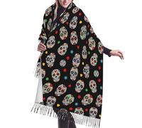 Sciarpa Donna Spesse Scialle Day of The Dead Sugar Skull Flower Art Leggera Sciarpa Scialle 68x196cm