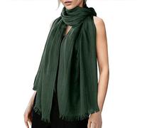 Sciarpa donna tinta unita cotone lino per tutto l'anno, verde, Taglia unica