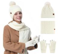 Sciarpa E Cappello Donna, Cappello E Sciarpa Donna Guanti Touch Screen Invernali 3 In 1, Donna Invernale Cappello Berretto, Berretta Donna Sciarpa E Cappello Guanti Invernali Donna Sciarpa E Cappello