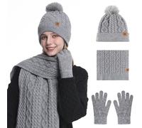 Sciarpa E Cappello Donna, Cappello E Sciarpa Donna Guanti Touch Screen Invernali 3 In 1, Donna Invernale Cappello Berretto, Berretta Donna Sciarpa E Cappello Guanti Invernali Donna Sciarpa E Cappello