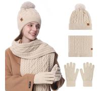 Sciarpa E Cappello Donna, Cappello E Sciarpa Donna Guanti Touch Screen Invernali 3 In 1, Donna Invernale Cappello Berretto, Berretta Donna Sciarpa E Cappello Guanti Invernali Donna Sciarpa E Cappello