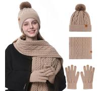Sciarpa E Cappello Donna, Cappello E Sciarpa Donna Guanti Touch Screen Invernali 3 In 1, Donna Invernale Cappello Berretto, Berretta Donna Sciarpa E Cappello Guanti Invernali Donna Sciarpa E Cappello