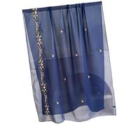 Sciarpa elegante chiffon copertura testa traspirante Hijab sciarpa ideale per occasioni religiose fioritura ricamo hijab, Blu reale, Etichettalia unica