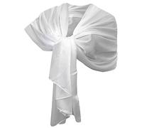 Sciarpa Elegante in Seta Scialle Foulard Coprispalle Stola Cerimonia Matrimonio (bianco)